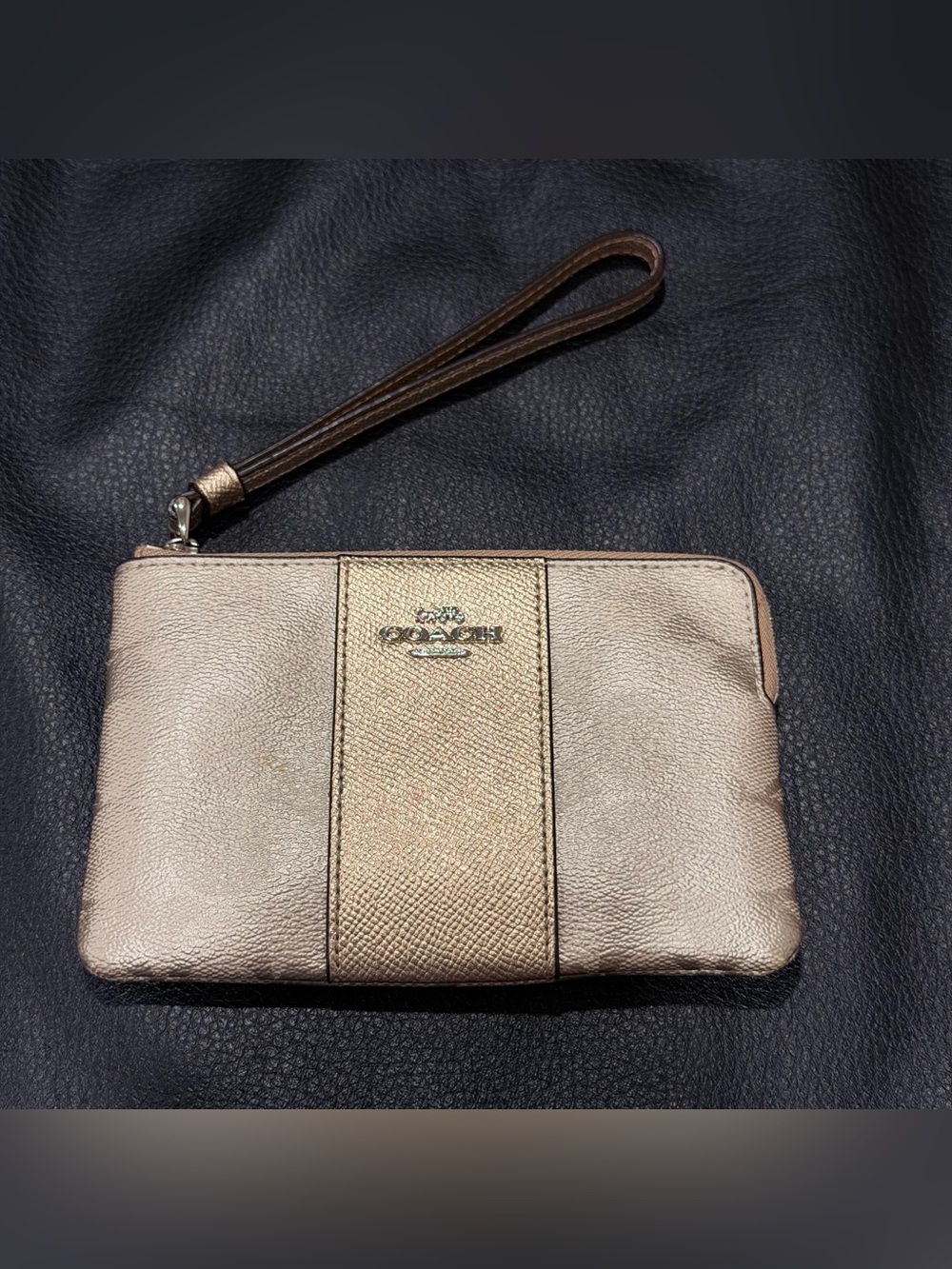 Coach Metallic Corner Zip Wristlet